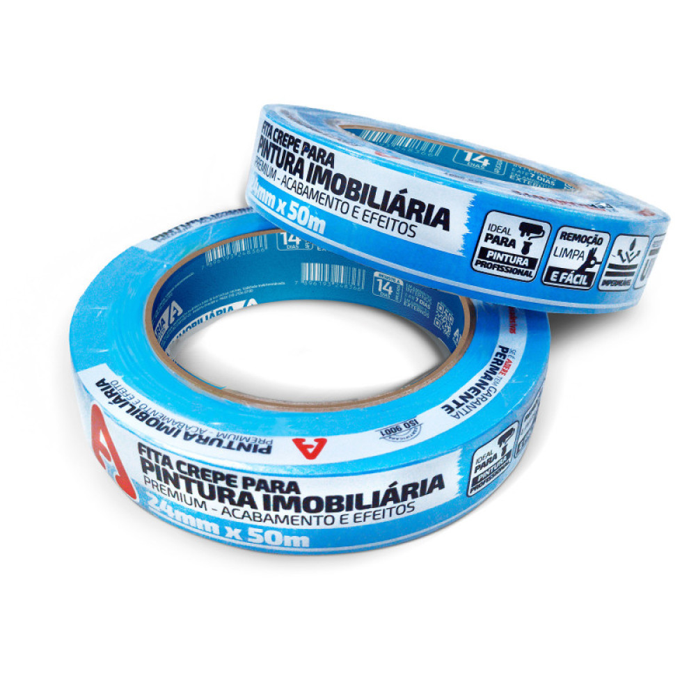 Fita Crepe Imobiliária Azul Neon 24mm x 50m